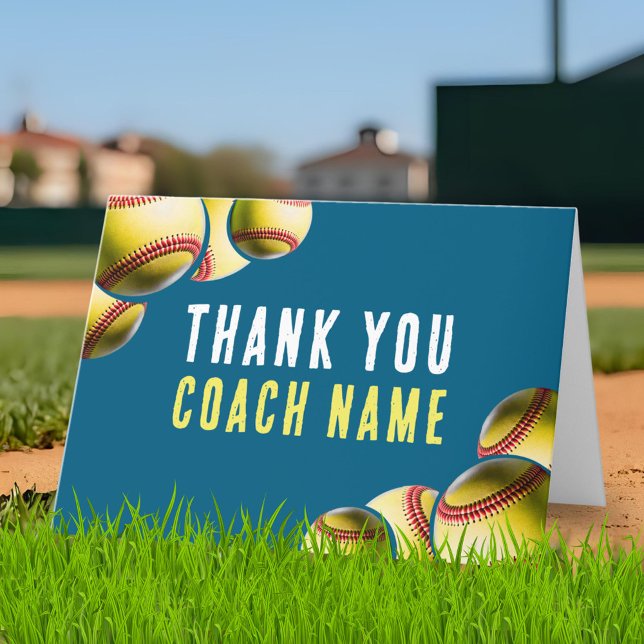 Carte De Remerciements Nom de l'entraîneur de softball  (Créateur téléchargé)