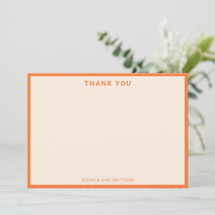 Carte De Remerciements Nom de mariage personnalisé rose orange moderne du
