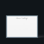 Carte De Remerciements Nom de script personnalisé de bordure bleue brumeu<br><div class="desc">Carte de remerciement avec nom de script personnalisé de bordure bleue foncée brumeuse minimaliste</div>