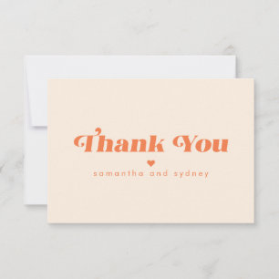 Carte De Remerciements Nom de typographie rétro orange crème minimaliste