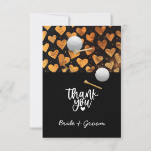 Carte De Remerciements Nom du marié mariage de golf avec balle de golf
