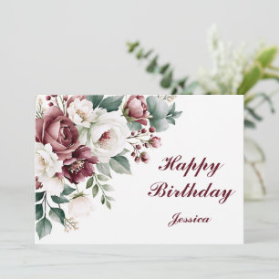 Carte De Remerciements Nom floral élégant personnalisé Jessica