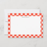 Nom géométrique rouge mod à carreaux amusant et mi