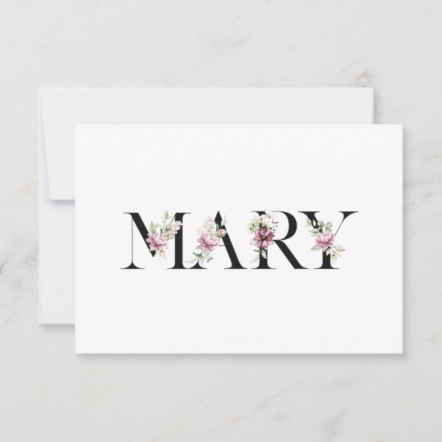 Carte De Remerciements Nom Mary (Devant)