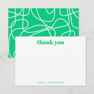 Carte De Remerciements Nom personnalisé Art de ligne moderne abstrait ver