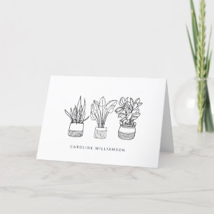 Carte De Remerciements Nom personnalisé de croquis de ligne de plante min
