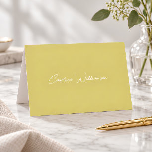 Carte De Remerciements Nom personnalisé écriture élégante jaune