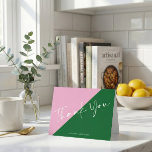 Carte De Remerciements Nom personnalisé Mignon Prépa Rose et Vert