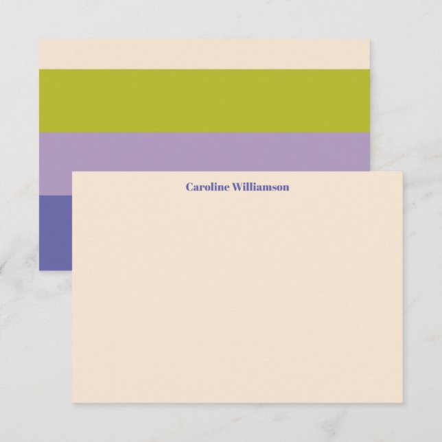 Carte De Remerciements Nom personnalisé Moderne Violet Vert Gras (Devant / Derrière)