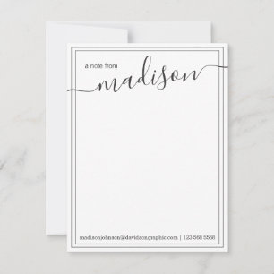 Carte De Remerciements Nom personnalisé noir blanc   À Partir Du Bureau D