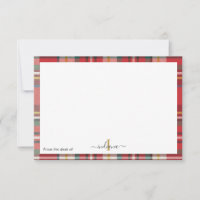 Nom rustique du script de monogramme rouge plaid