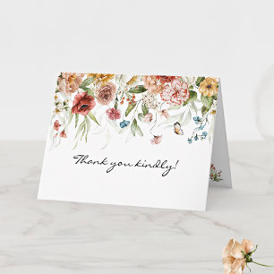 Carte De Remerciements Nom sur Élégant Floral en chute libre Beaux-arts