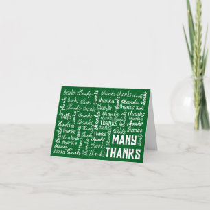 Carte De Remerciements Nombreux REMERCIEMENTS Nuage de mots sur fond vert