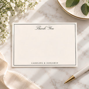 Carte De Remerciements Noms de couple de mariage crème ivoire élégant