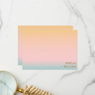 Carte De Remerciements Noms de couple de mariage Peach Blush Mint Ombre