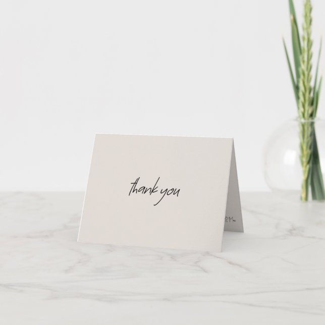 Carte De Remerciements Noms de script de message Mariage beige (Devant)