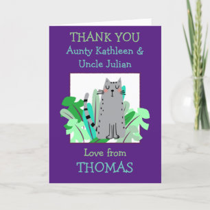 Carte De Remerciements Noms de tante et d'oncle Chat mignon Feuille Enfan