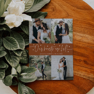 Carte De Remerciements Nos cœurs sont pleins Photo de mariage en terre cu