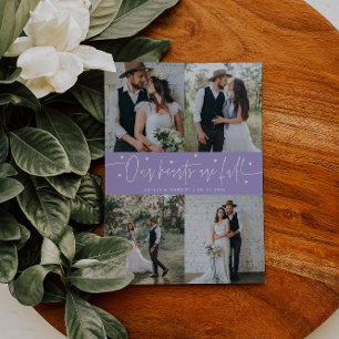 Carte De Remerciements Nos cœurs sont pleins Photo de mariage lilas