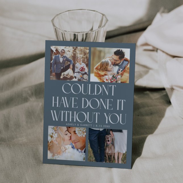 Carte De Remerciements Not Without You Wedding 4-Photo Slate Blue (Créateur téléchargé)