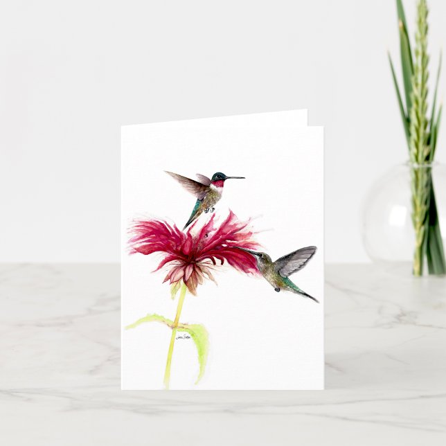 Carte De Remerciements Note d'aquarelle florale des colibris (Hummingbirds Floral Watercolor Note Thank You Card by Jenn Steffen Art)
