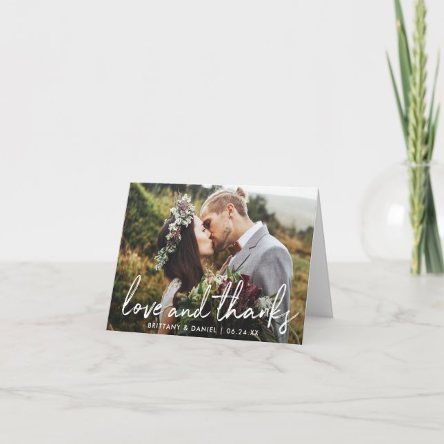 Carte De Remerciements Note de Mariage manuscrite pour l'amour et les rem (Devant)