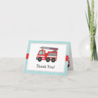 Note de remerciement de camion de pompiers rouge