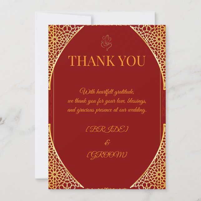 Carte De Remerciements Note de remerciement de mariage modifiable (Devant)