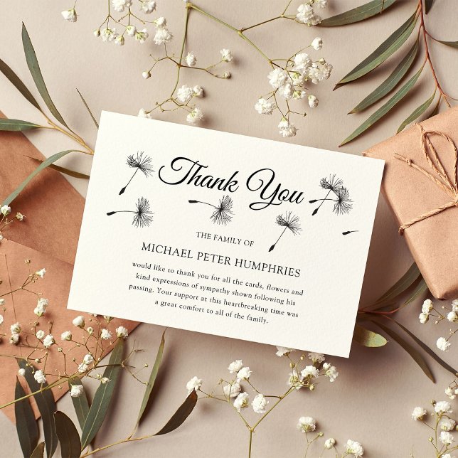 Carte De Remerciements Note de remerciement funéraire | Mémorial des voeu (Créateur téléchargé)