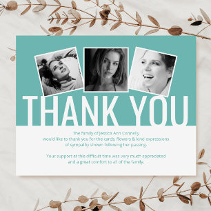 Carte De Remerciements Note de remerciement funéraire moderne   Turquoise
