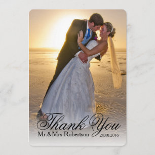Carte De Remerciements Note de remerciement Simple Photo de Mariage