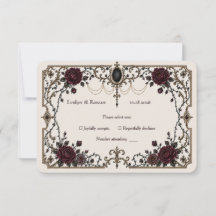 Note de réponse de mariage floral gothique victori