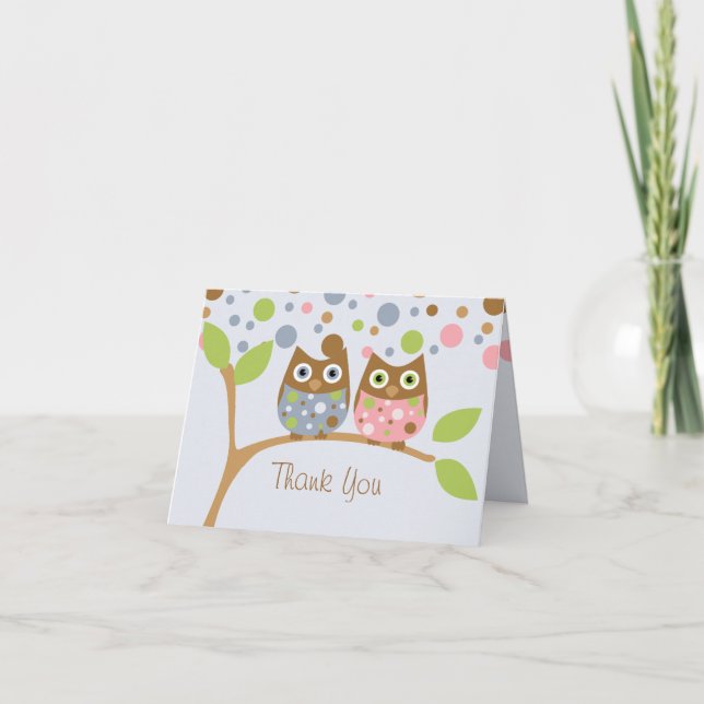 Carte De Remerciements Note de Twin Owls (Devant)
