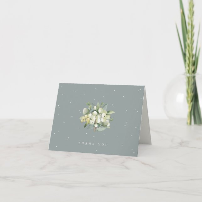 Carte De Remerciements Note du Mariage Green Snowberry+Eucalyptus (Devant)
