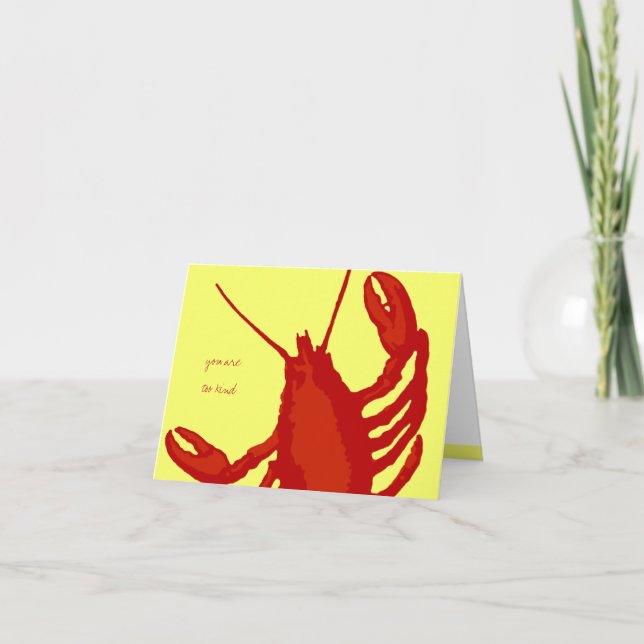 Carte De Remerciements Note Red Lobster Yellow Custom Thank You (Devant)