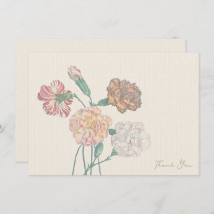 Carte de remerciements Note Tan Beige Carnation Fl