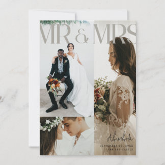 Carte De Remerciements Note W de Mariage multi-photo chic