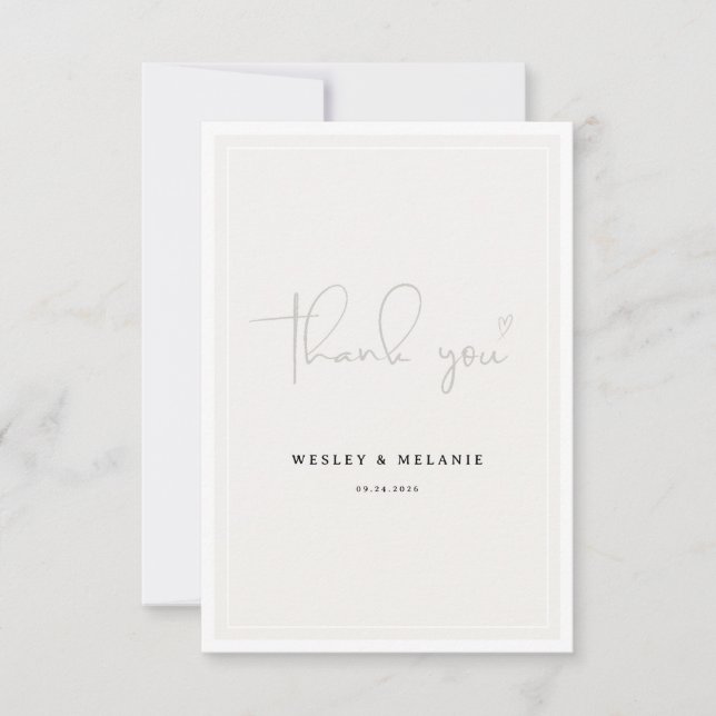 Carte De Remerciements Nothing Fancy Just Love Beige Elegant Wedding (Devant)