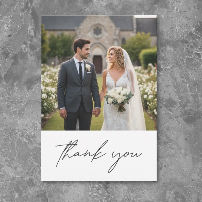Carte De Remerciements Nothing Fancy Just Love Minimalist Photo Wedding (Nothing Fancy Just Love Minimalist Photo Wedding Thank You Card)