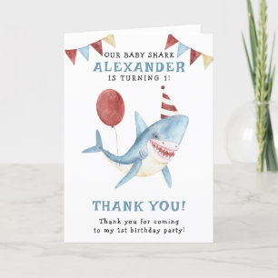 Carte De Remerciements Notre Baby Shark 1er Anniversaire Sous La Mer