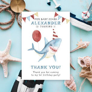 Carte De Remerciements Notre Baby Shark 1er Anniversaire Sous La Mer