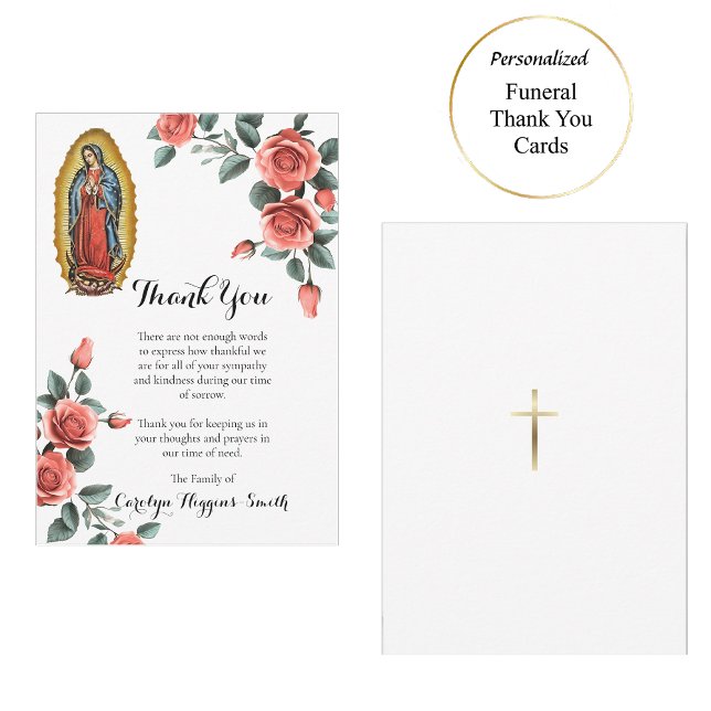 Carte De Remerciements Notre-Dame de Guadalupe avec funérailles catholiqu (Créateur téléchargé)