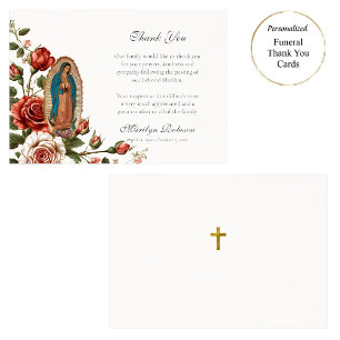 Carte De Remerciements Notre-Dame de Guadalupe Funérailles catholiques Ro