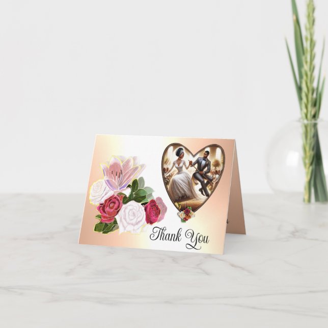 Carte De Remerciements Notre Mariage Jour Bliss Élégant (Devant)