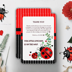 Carte De Remerciements Notre petit amour Bug rouge Baby shower noir