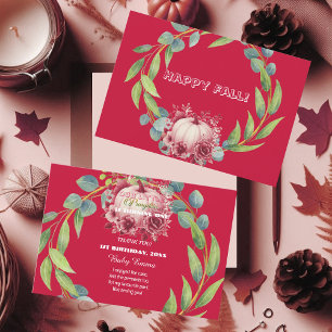 Carte De Remerciements Notre petit Citrouille 1er anniversaire Green Wrea