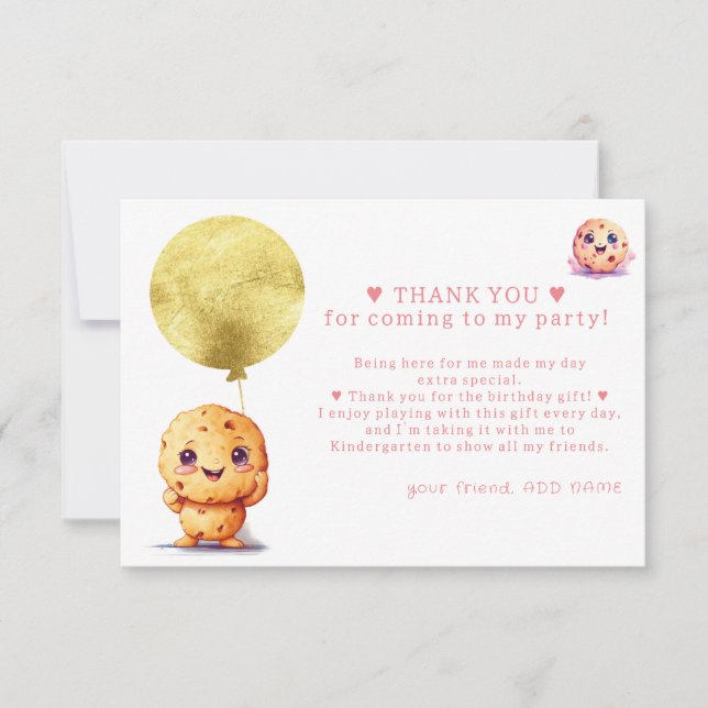 Carte De Remerciements Notre petit cookie fête son premier anniversaire P (Devant)