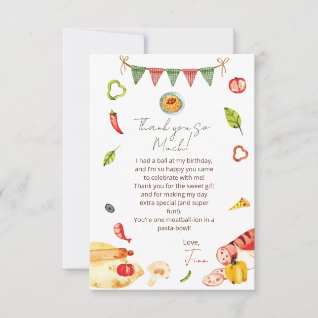 Carte De Remerciements Notre petit Meatball Anniversaire (Devant)