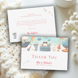 Carte De Remerciements Notre plus grande aventure Baby Shower rose vintag