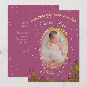 Carte De Remerciements Notre Saison la Plus Douce Commence Floral Bourgog